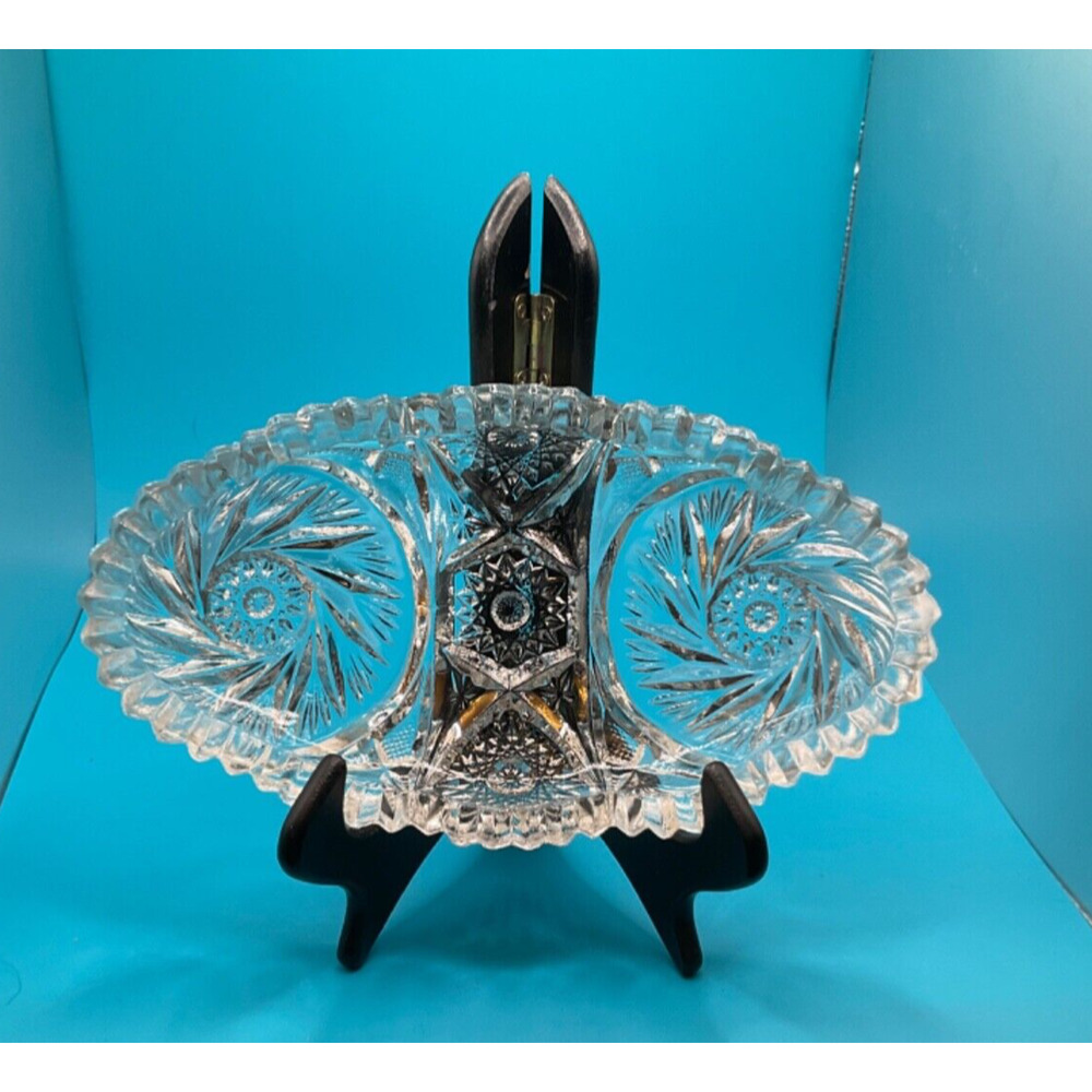 Vintage Imperial Glass-Ohio Pinwheel Design Relish Dish Retro‎